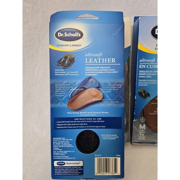 Dr Scholl's Comfort ultra soft leather insoles w-massaging gel, Men's size 8-14 - Picture 4 of 4